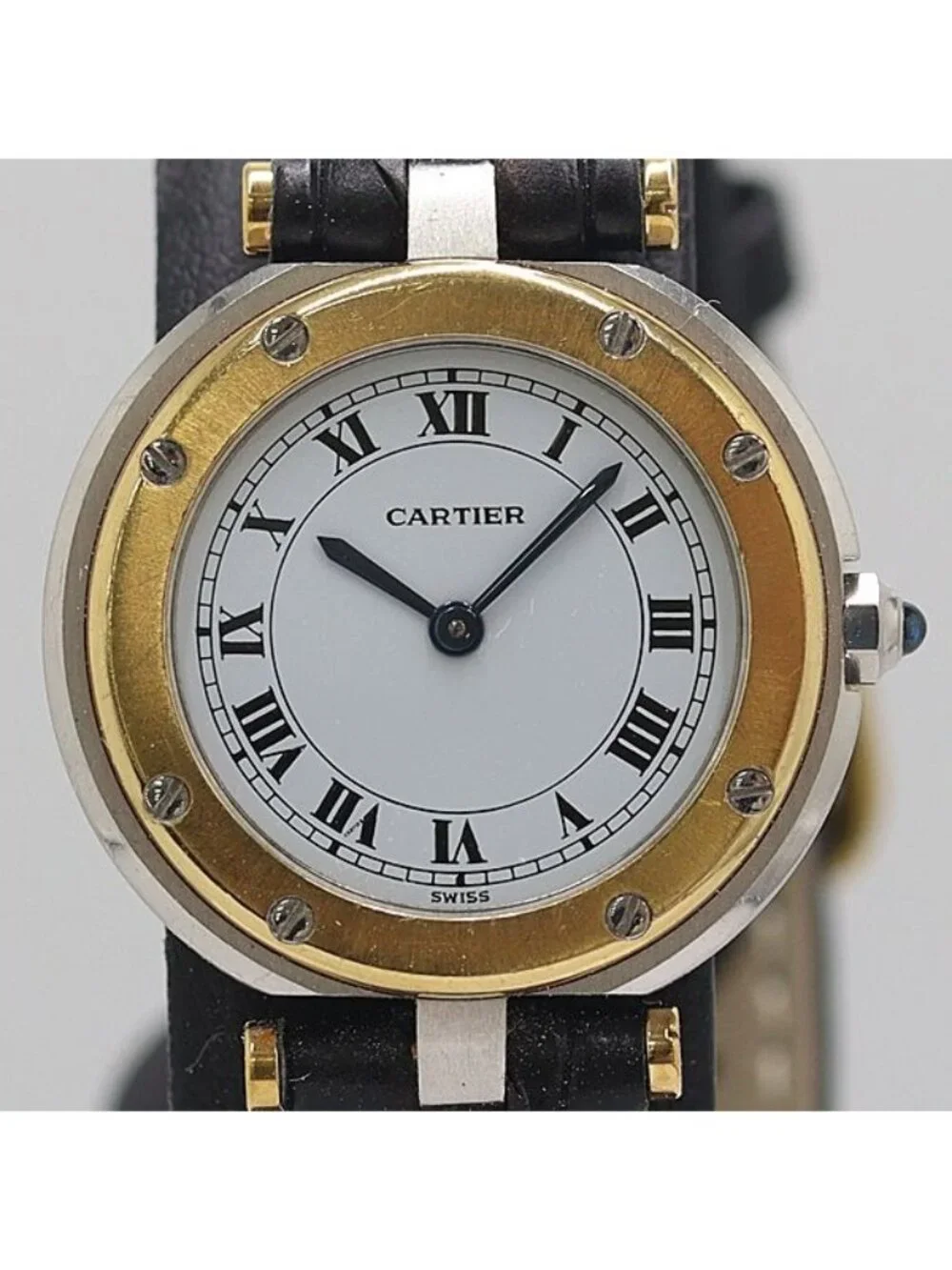Cartier Santos Round SM Yellow Gold Stainless Steel Quartz White Dial Watch